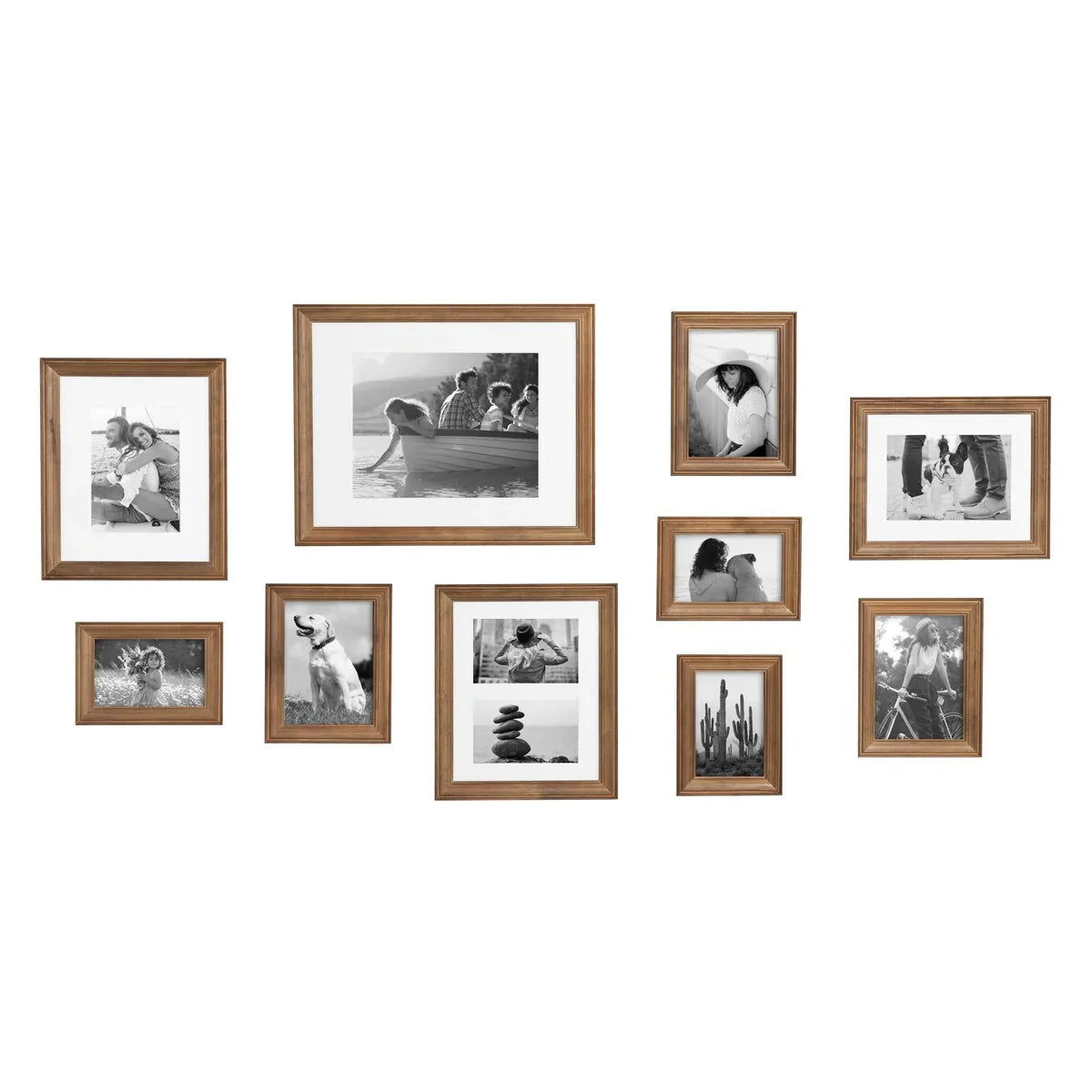 10-Piece Wood Gallery Wall Picture Frame Set. Decorative Photo Display Frames for Living Room. Bedroom and Home Decor