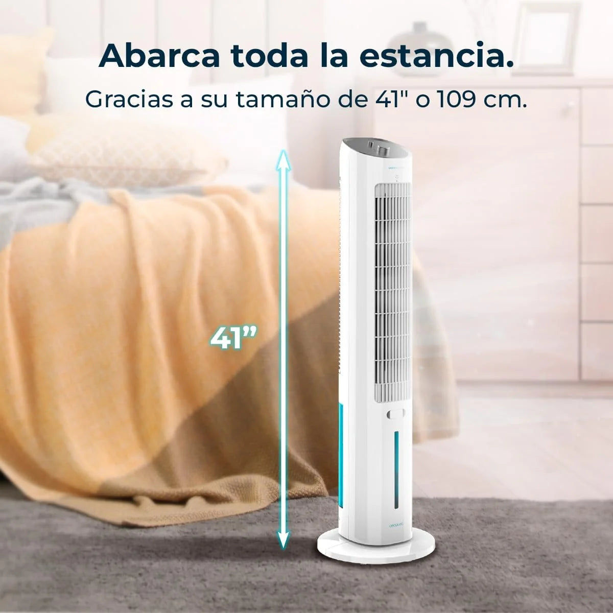 Cecotec Climatizador Evaporativo EnergySilence 2000 SkyCool. 60W. Depósito de 3L. Compatible con Aceites esenciales. 3 Velocidades. Oscilación de 50o.