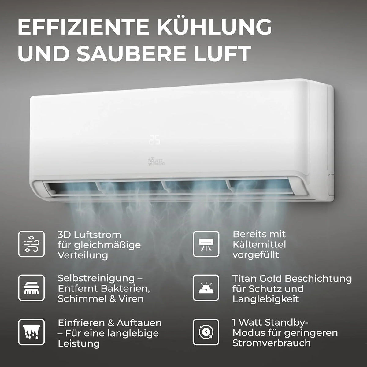 Kältebringer A+++ R290 Split Klimaanlage 12000 BTU (3.7 kW) - mit Heizfunktion. WiFi & App. bis 60m². sehr leise. 5m Kupferleitung. Kältemittel R290.