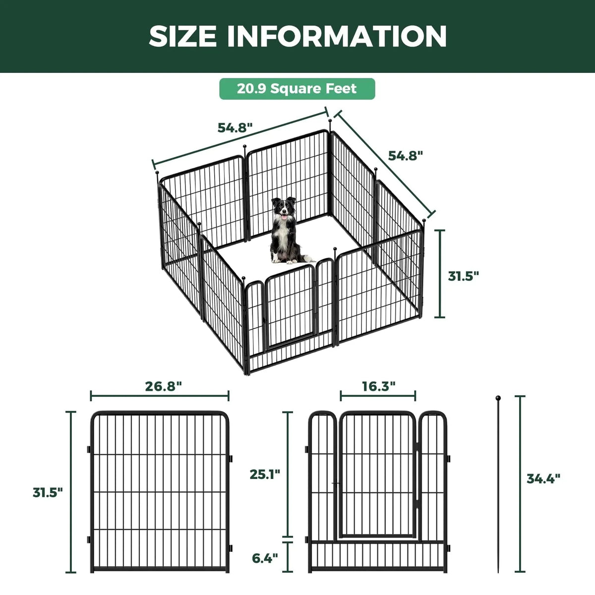 32 Dog Playpen for Small Dogs. Portable Indoor Outdoor Pet Exercise Pen for Puppies and Small Pets