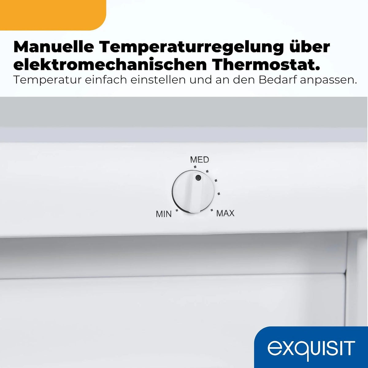 Exquisit Gefrierschrank | 91 l Nutzinhalt. Energieeffizienzklasse E. 40 dB(A) | kompakte Bauform. 4-Sterne-Gefrieren. manuelle Temperaturregelung.
