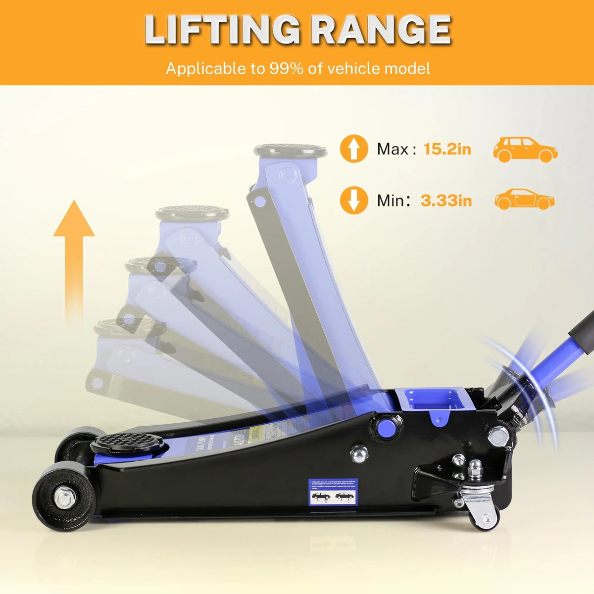 4-Ton Floor Jack. Low Profile Car Jack. Heavy-Duty Trolley Jack Car Lift with Dual Pump Pistons. Lifting Range 4-21. 8000LBS