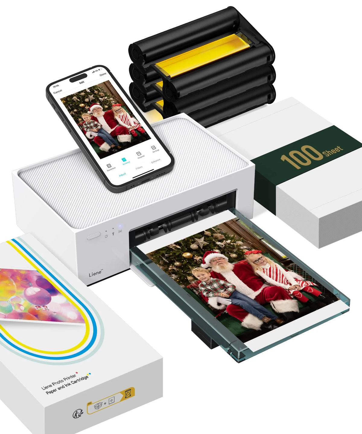 46-Photo Printer with Wi-Fi. 100 Sheets. Thermal Dye-Sublimation. Compatible with iPhone and Android