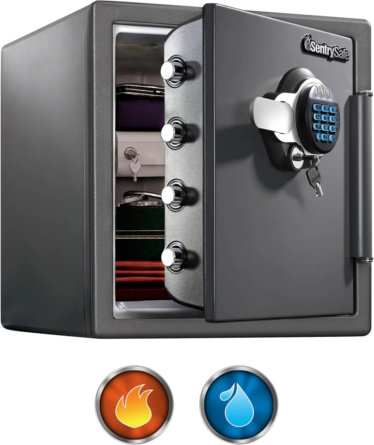 1.23 Cu Ft Waterproof and Fireproof Digital Safe Box. Alloy Steel Security Safe for Home and Office