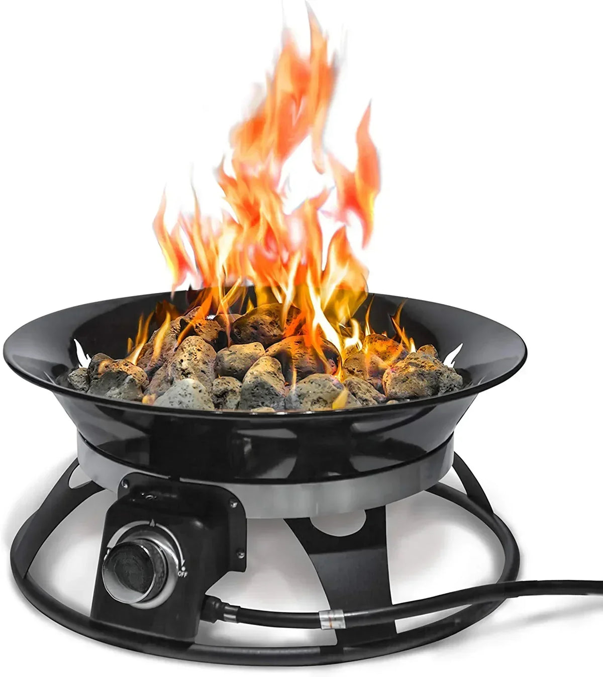 Portable Propane Fire Pit. 21-inch. 58.000 BTU with Fire Pit Cover & Carry Kit. Smokeless Gas Firebowl