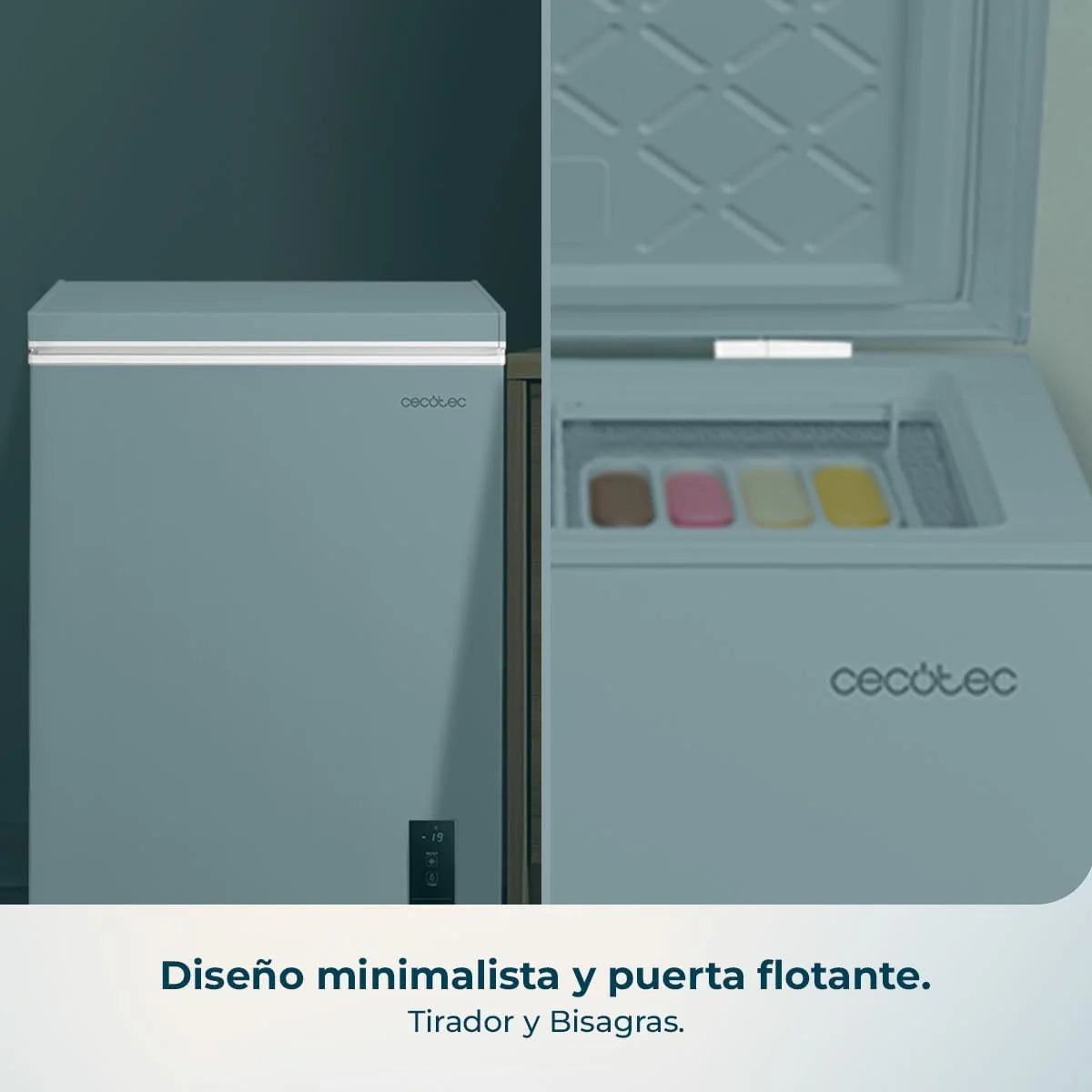 Cecotec Congelador Horizontal 143L Bolero CoolMarket Chest 143P White E. Cesta con Asas. Control Electrónico LED. UltraContact D-Cool. Dual Function.