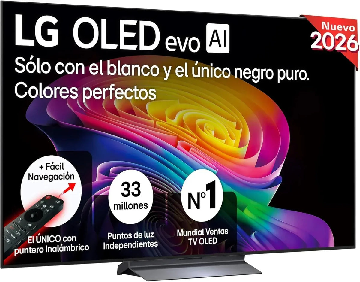 LG OLED65C54LA - TV 65. OLED EVO 4K. Smart TV AI C5. WebOS 25. Super Upscaling. Dolby Vision and Dolby Atmos. AMD FreeSync. Alexa/Google Assistant.