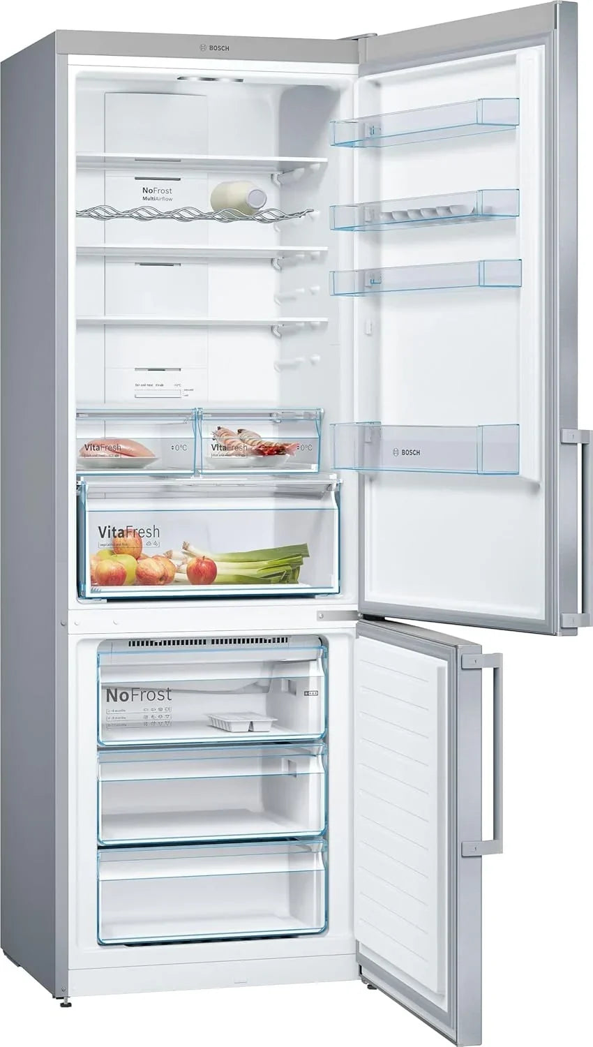Bosch Serie 4 - Frigorífico combinado. NoFrost. alto 203 x ancho 70 cm. 438 L. Tecnología VitaFresh. Blanco - KGN49XIDQ