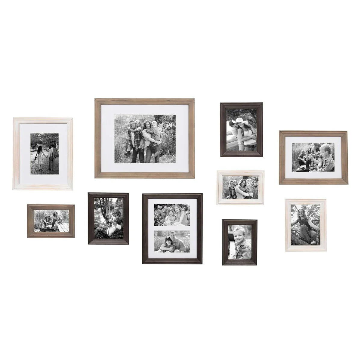 10-Piece Wood Gallery Wall Picture Frame Set. Decorative Photo Display Frames for Living Room. Bedroom and Home Decor