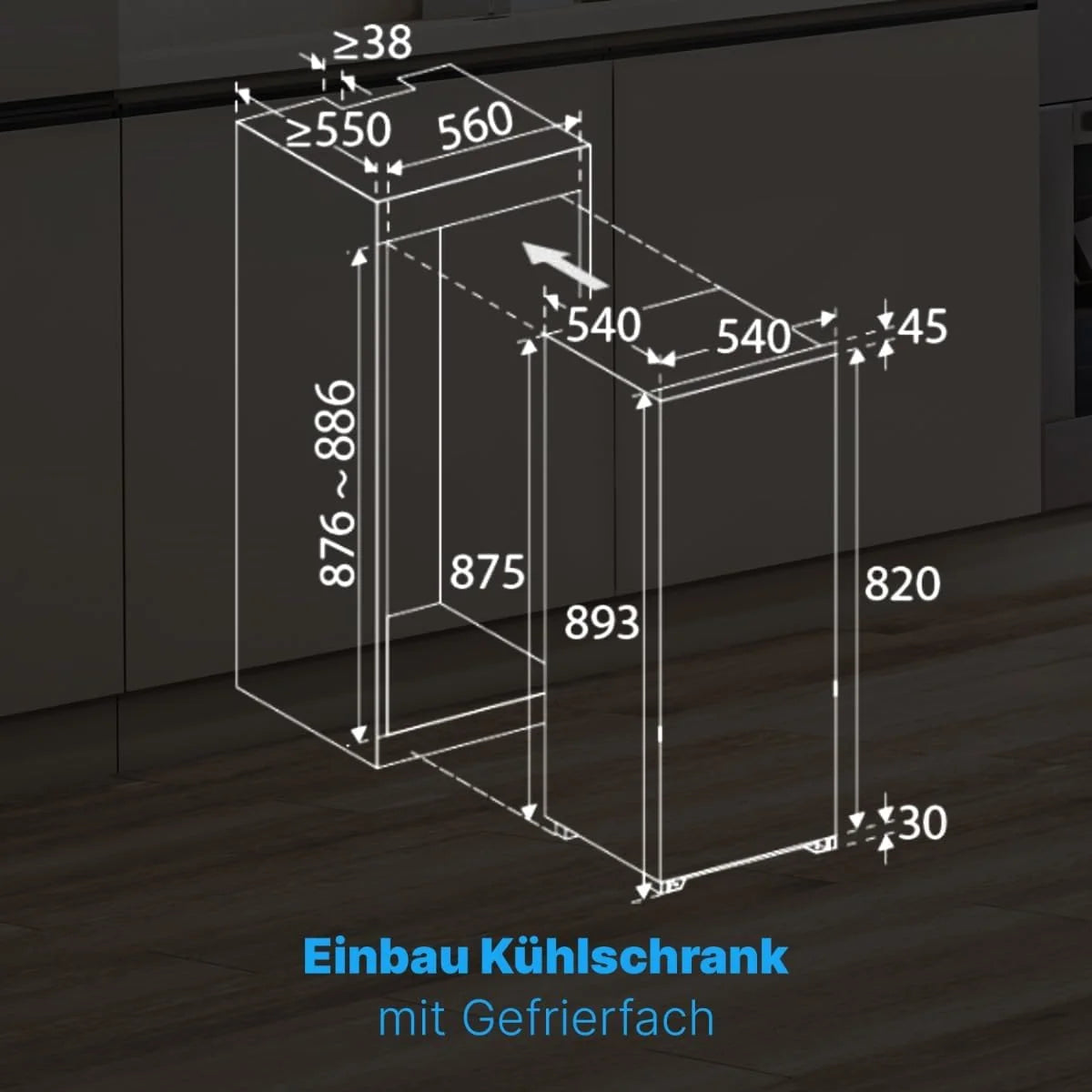 Bomann Einbaukühlschrank mit Gefrierfach | Kühlschrank Einbau 118L mit 2 Ablagen | Einbaukühlschrank mit Abtauautomatik & Schlepptürausführung |