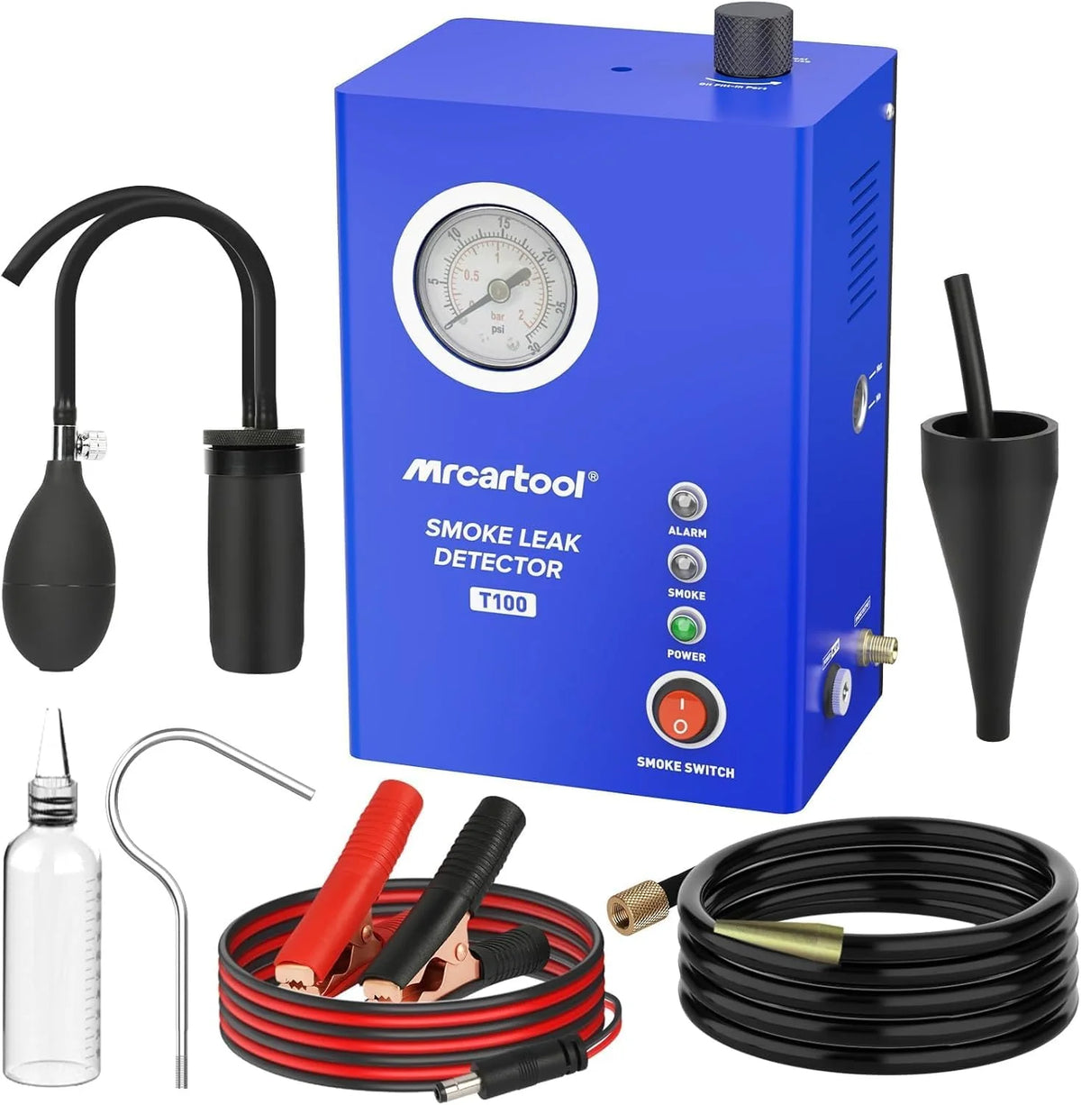 Smoke machine leakage tester. 12-volt DC car smoke machine leakage detector. equipped with an air flow meter and an oil level gauge. suitable for all vehicles.