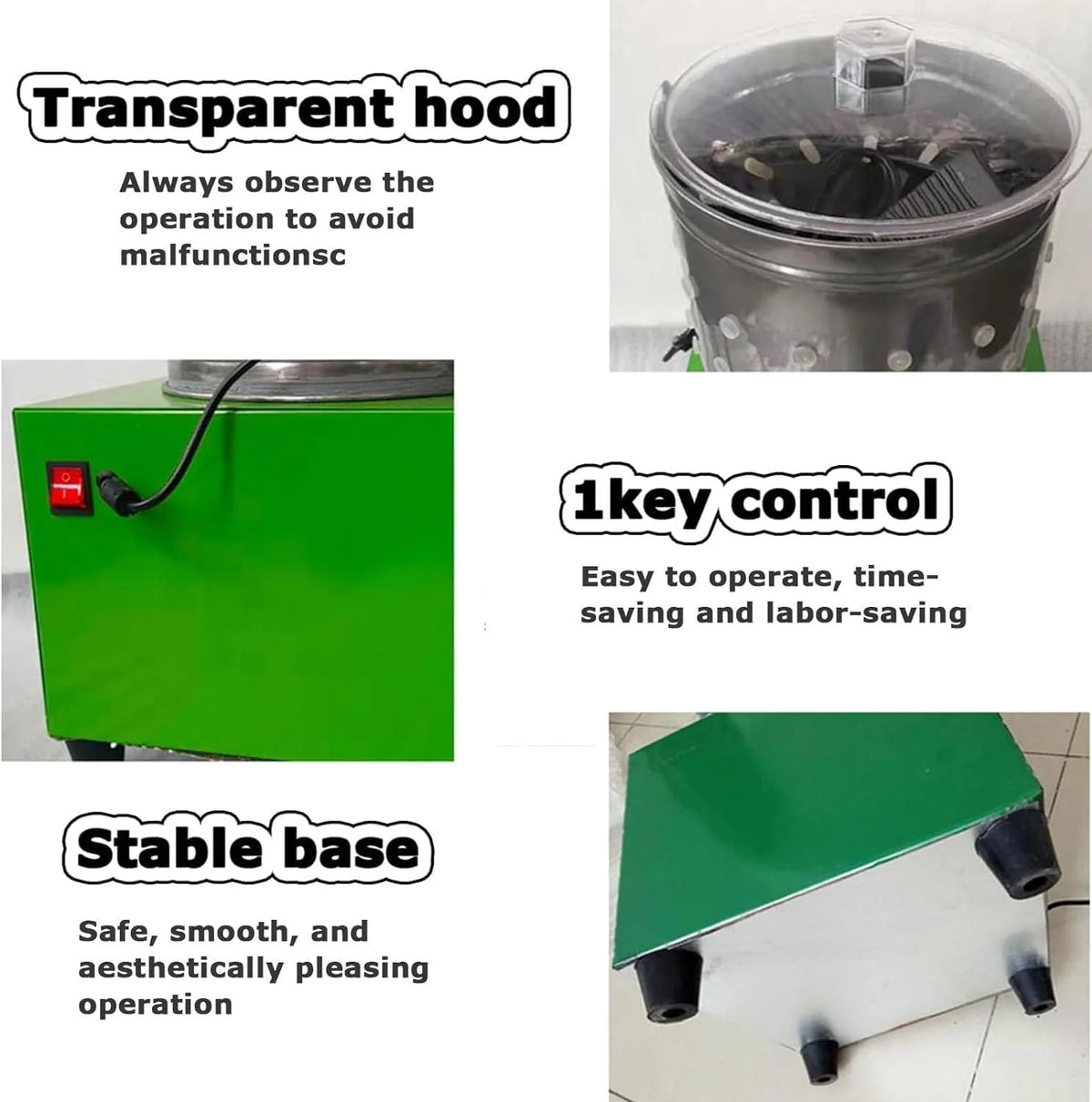 Chicken Plucker. Poultry De-featherer with 110 Rubber Fingers. 60W High-Efficiency Hair Plucking. Stainless Steel. for Duck Goosey Farm