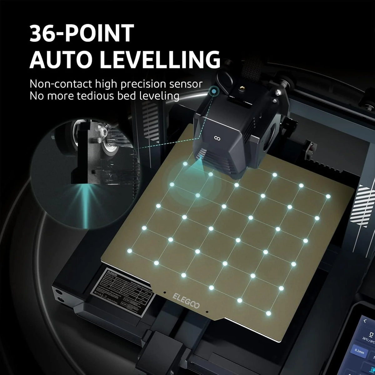 Printer with Auto Bed Leveling. Dual-Gear Direct Extruder. Dual Lead Screw Drive. Removable Capacitive Screen. 8.85x8.85x11in Large Printing Size