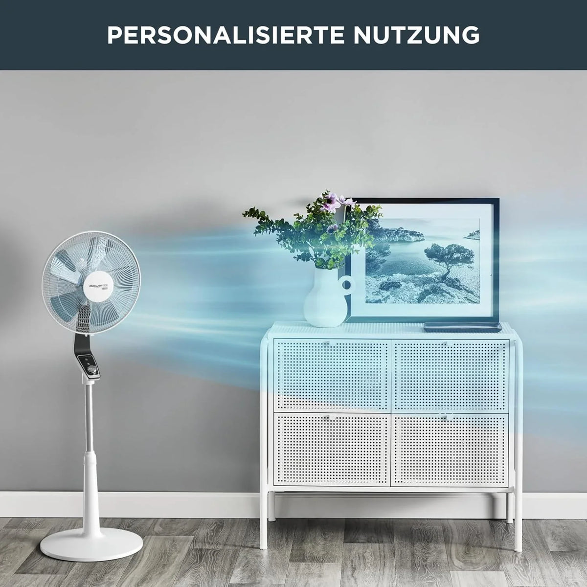 Rowenta Turbo Silence Standventilator. 45 dB(A). 72 m³/min Luftstrom. 4 Geschwindigkeiten. Silent Night & Turbo Boost. 120° Oszillation.
