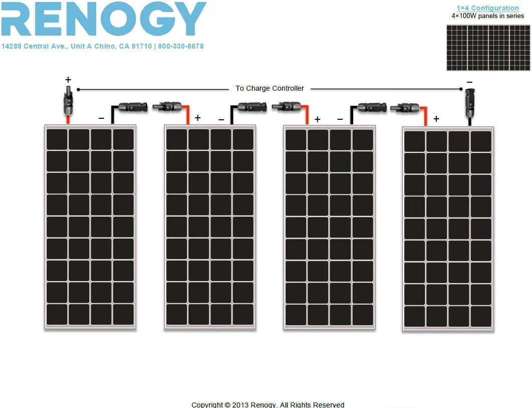 400 Watt 12 Volt Premium 4 Pcs 100W Panel+40A MPPT Charge Controller+ Bluetooth Module Fuse+ Mounting Z Brackets+Adaptor Kit +Tray Cables Set. 400W. Grid 12V Solar Power System