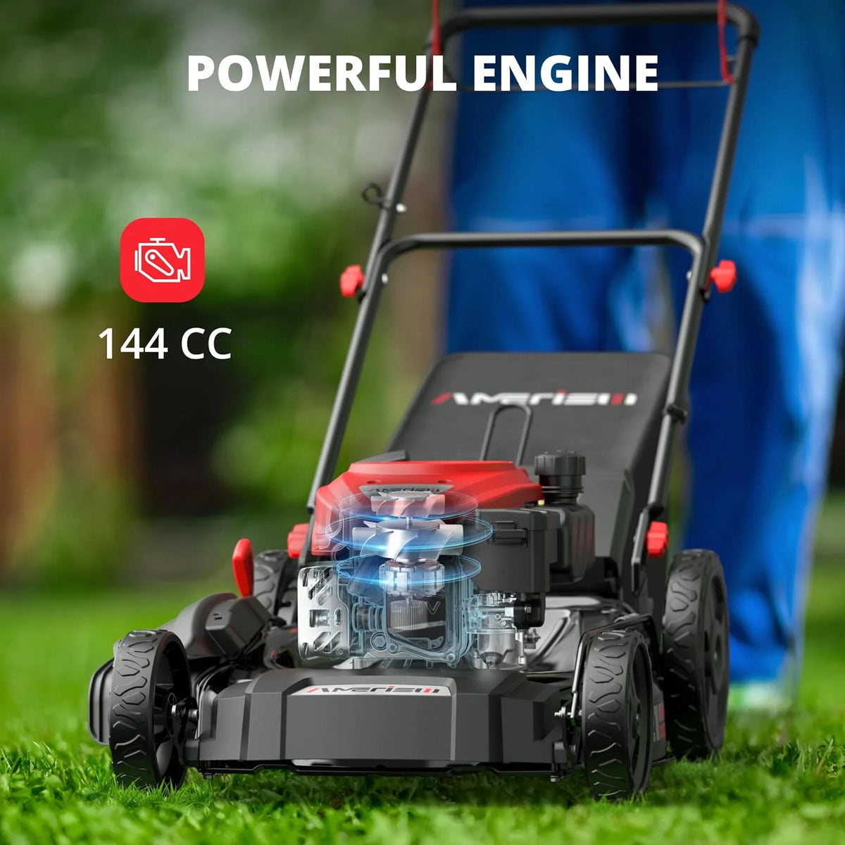 21 Steel Deck Gas Lawn Mower. Heavy-Duty 3-in-1 Push Mower. 144cc 4-Stroke Engine. 6-Position Height Adjustment. Large 1.4 Bushel Grass Catcher. Durable & Efficient for Yard & Garden