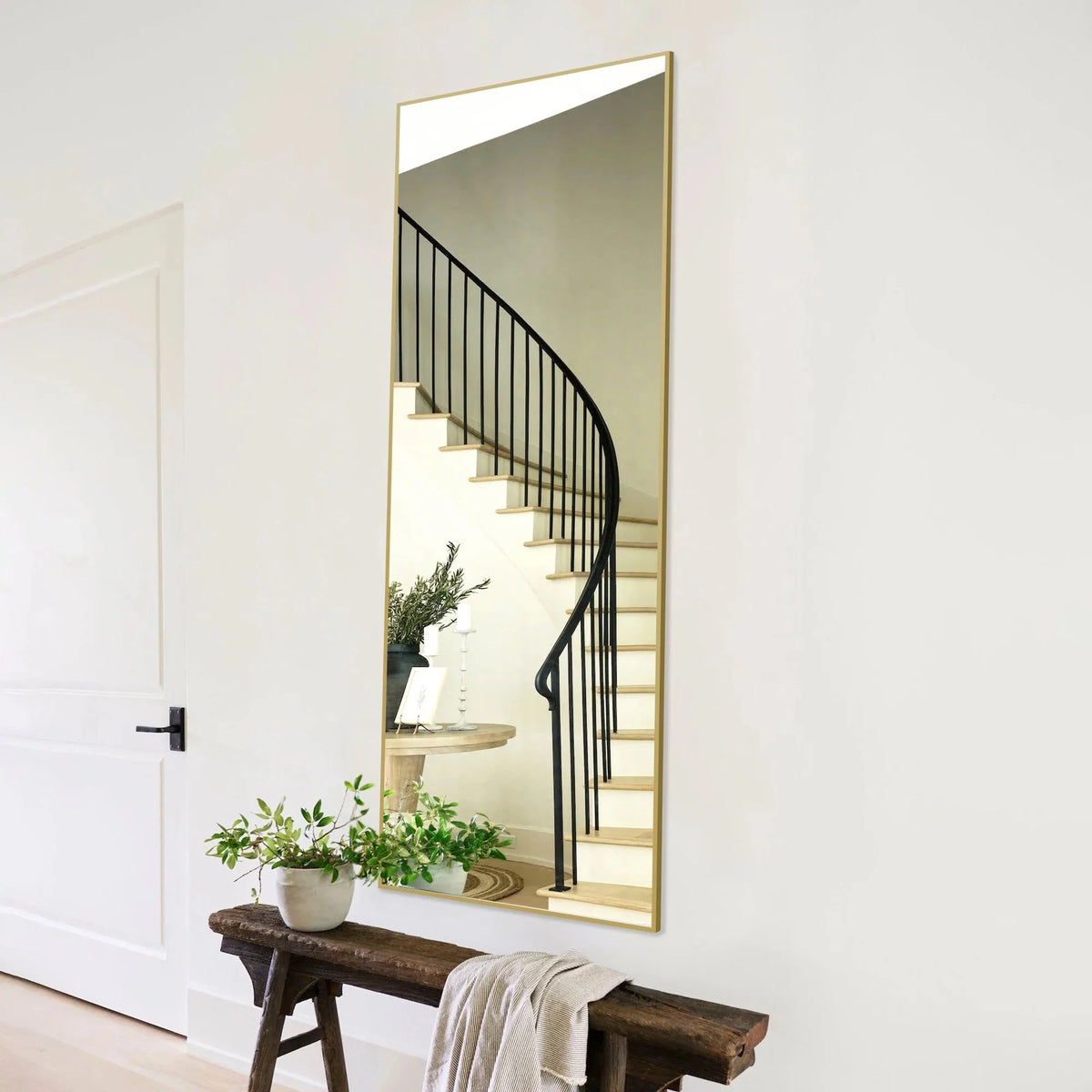 64x21 Full Length Floor Mirror. Large Full Body Aluminum Alloy Frame Standing Mirror with Stand and Wall Mount Option
