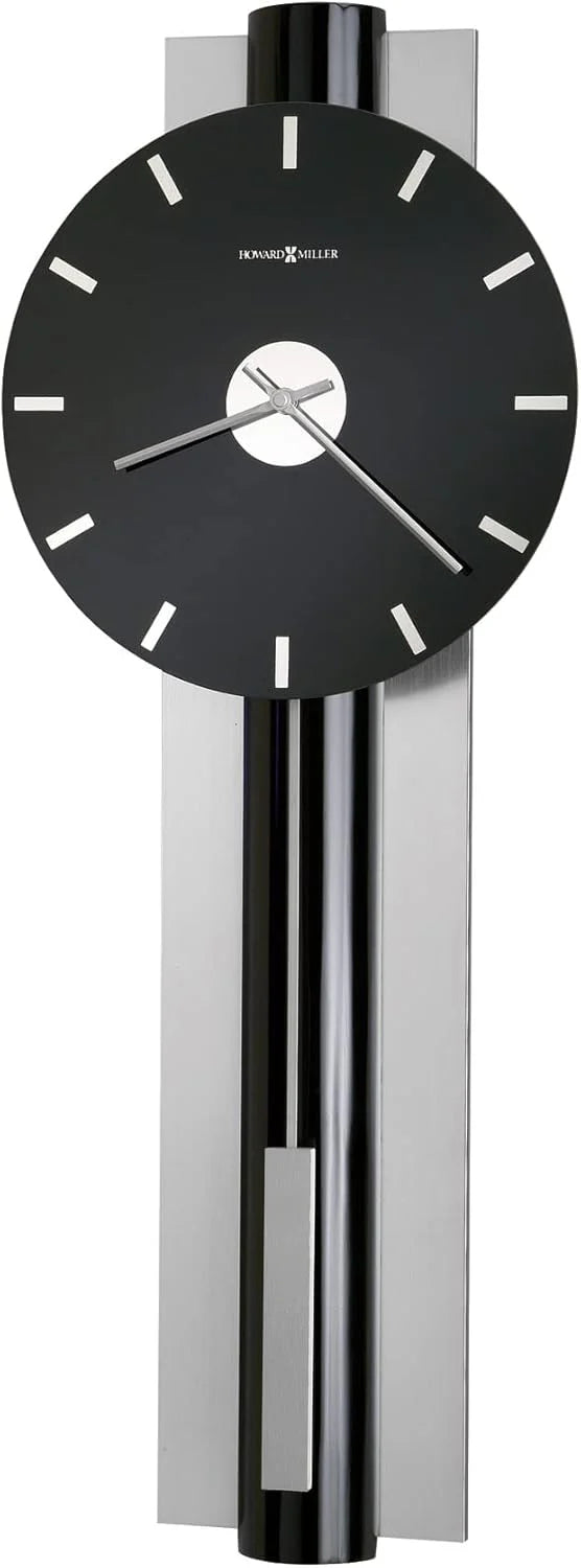 Wall-mounted clock. quartz movement. battery-powered. pointer-style analog display. rectangular pendulum. decorative sturdy frame. nickel-plated surface. wall-mounted installation. perfect home decoration alarm clock