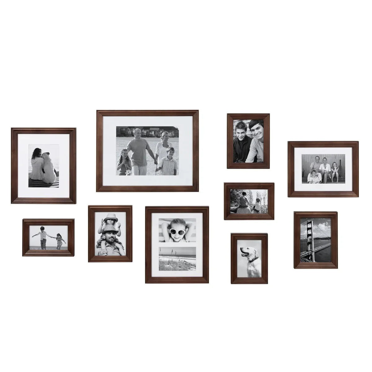 10-Piece Wood Gallery Wall Picture Frame Set. Decorative Photo Display Frames for Living Room. Bedroom and Home Decor