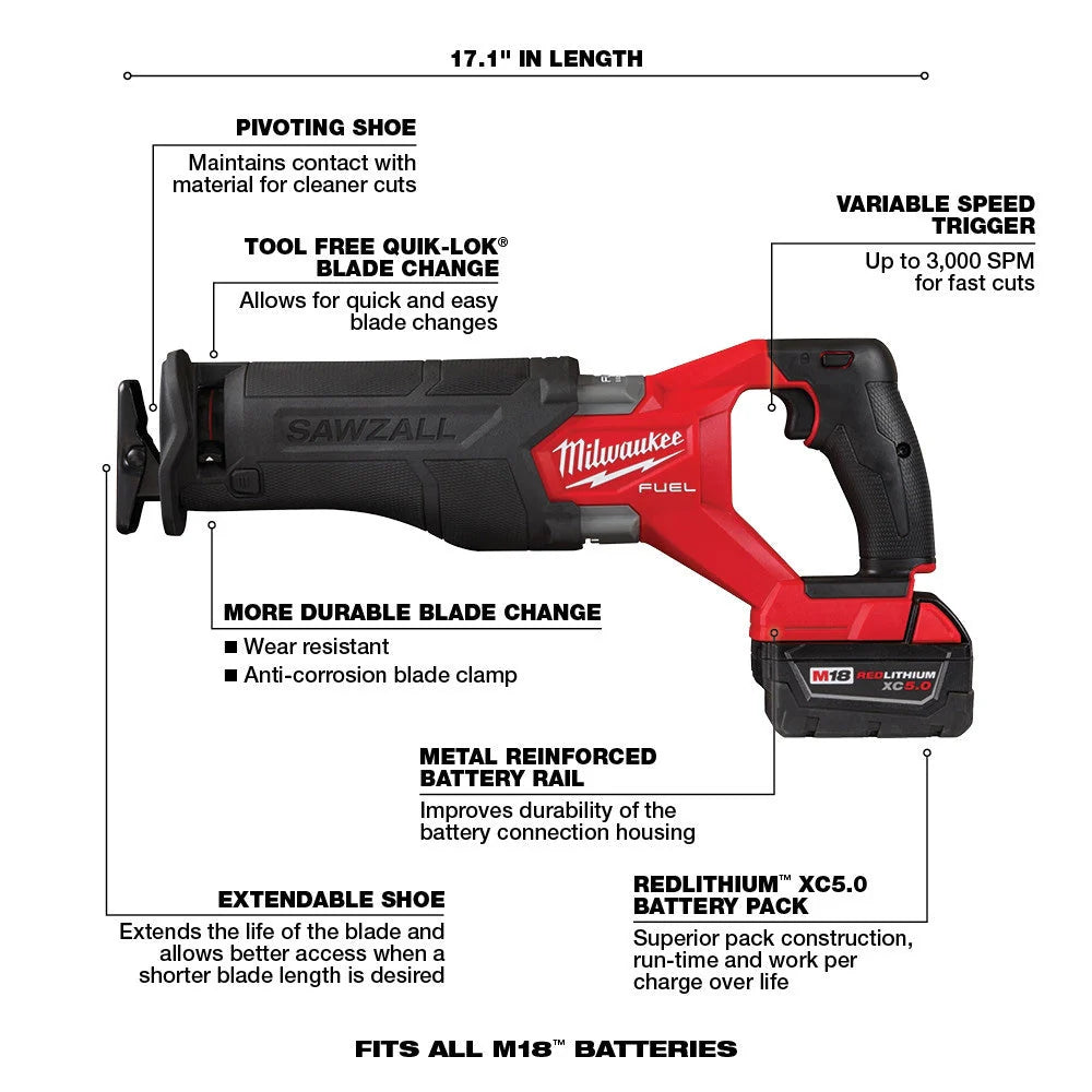 18V M18 Lithium-Ion Brushless Cordless 7-Tool Combo Kit 5.0 Ah