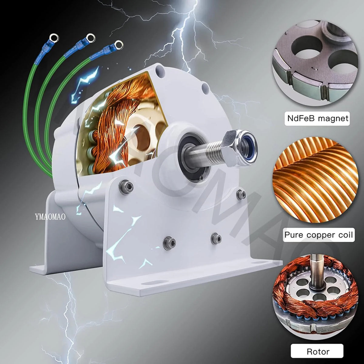 12.000W Low-RPM Permanent Magnet Generator. 12V/24V/48V/120V/220V Gearless Generator Motor for Wind Turbine. Water Turbine and DIY Power Generation