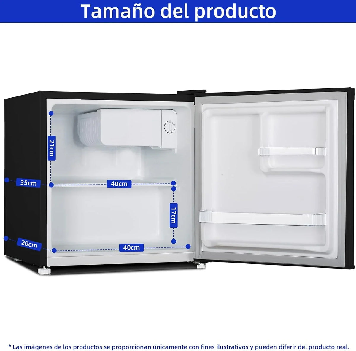 CHIQ Frigorífico Minibar capacidad 46L. Compresor incorporada. Botellero y Compartimiento Congelador. Control de Temperatura regulable. Bajo Nivel de