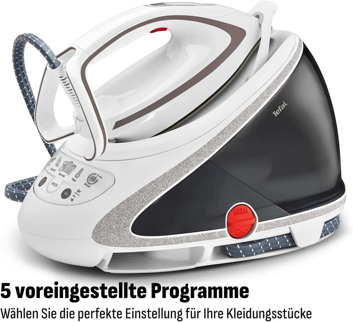 Tefal Dampfbügelstation Pro Express Ultimate. 7.7 Bar. 155 g/Min. Kontinuierlicher Dampf. 500 g/Min. Extra-Dampfstoß. 2600 Watt. Kalk-Kollektor.