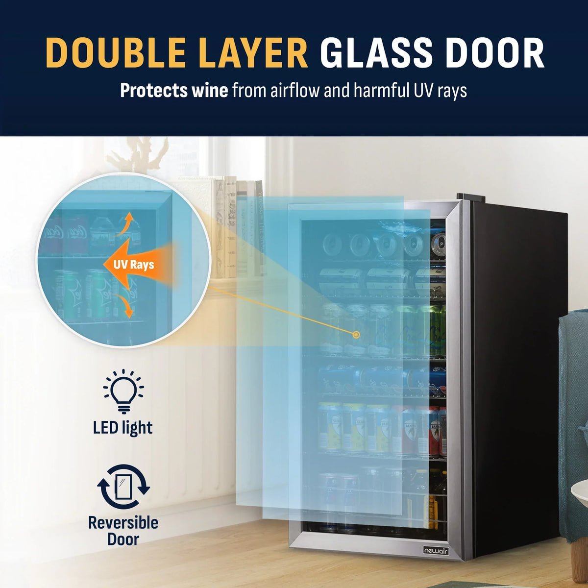2026 Newair Refrigerador de Bebidas Independiente de Acero Inoxidable – 126 Latas – 18.9