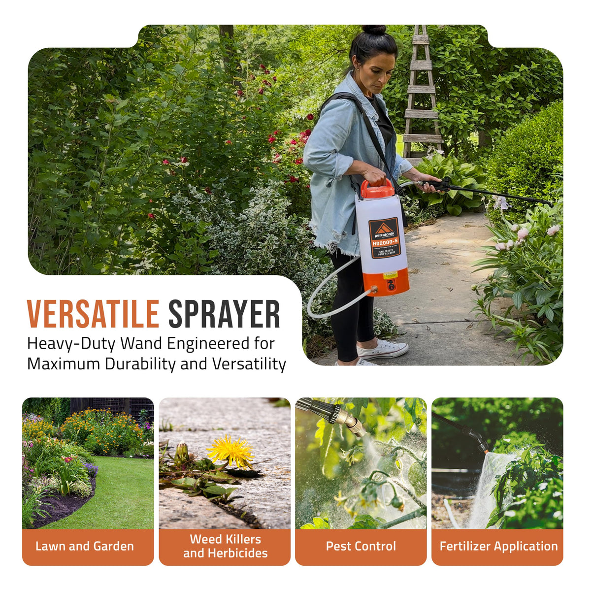 2 Gallon Battery Powered Sprayer. Rechargeable Cordless Electric Pump Sprayer for Garden. Lawn and Outdoor Use