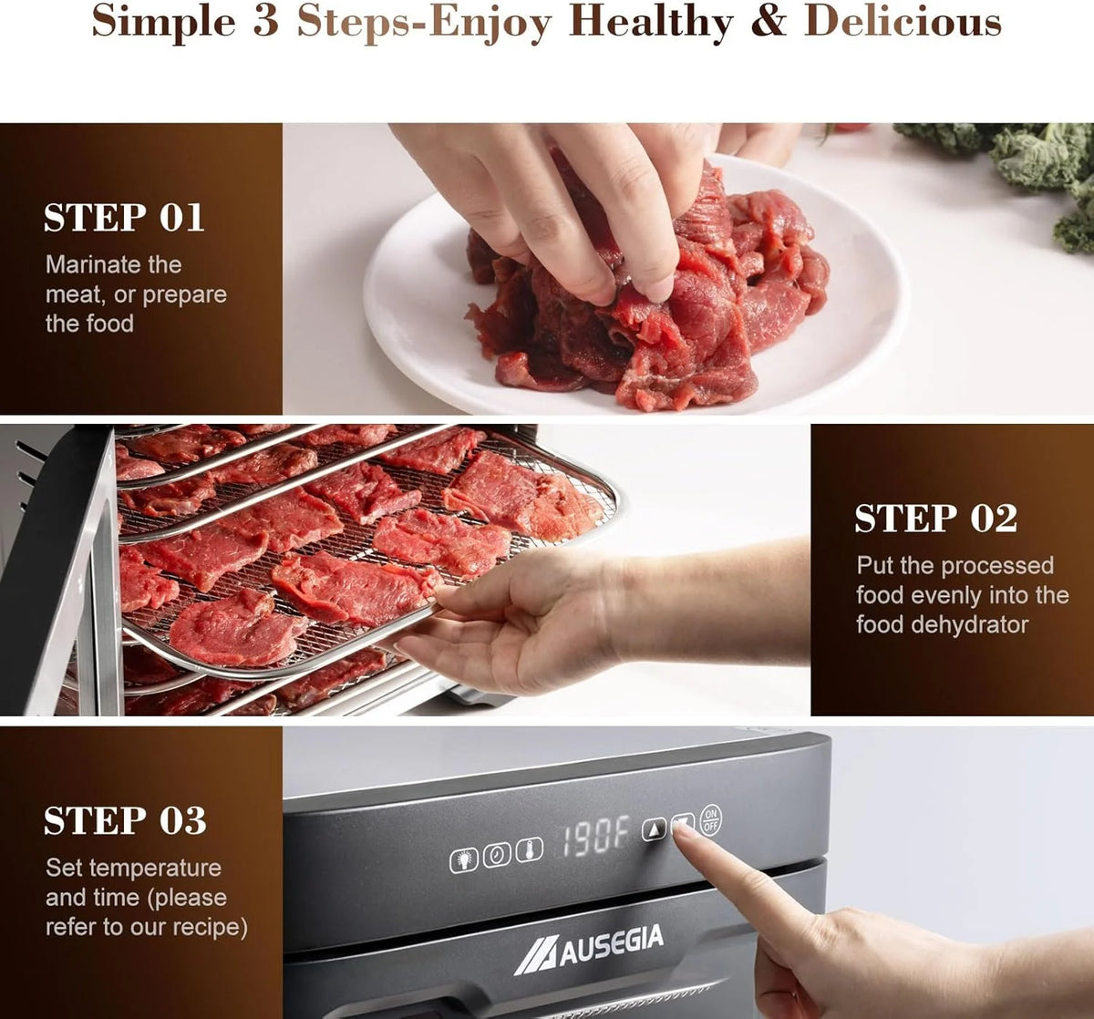 Commercial Large 12 Trays Food Dehydrator. Usable Area up to 22.67ft². 1200W Full Stainless Steel Dryer Machine. up to 190℉ Temperature. for Meat. Fruit. Veggies. Beef. Herbs. Pet Foods