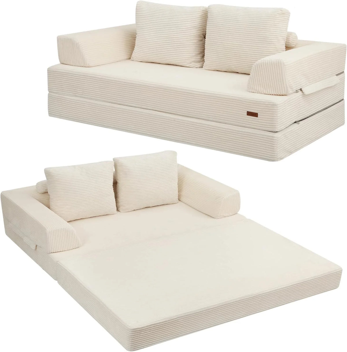 Foldable sofa bed (large size). foldable floor sofa. denim foldable sofa bed as a sleeping mattress. with pillows. boneless sofa. comfortable and relaxing double seat. suitable for living room and bedroom. navy blue color