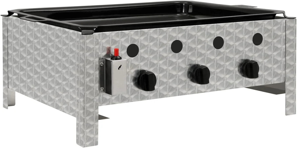 BBQ-Toro Edelstahl Gastrobräter | 3-flammig | 64 x 52 x 27 cm | Gastrogasgrill. Wurstbrater. Tisch Grill | Gastrogrill. Tischgasgrill. Gastischgrill.