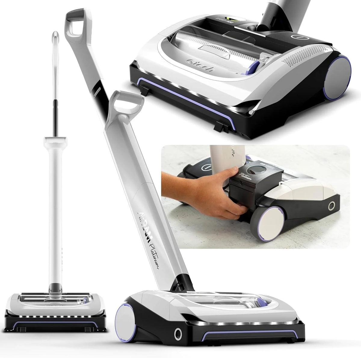 Platinum Cordless Vacuum Cleaner - Includes Anti-Hair Wrap Brush Bar - Perfect for Carpet and Hardwood Floors - Rechargeable 22v Li-ion Battery - Lightweight (7 lbs.)