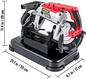 Portable Band Saw. 110V Removable Alloy Steel Base Corded Band Saw. 5 Inch Cutting Capacity Hand held Band Saw.Variable Speed Portable Bandsaw. 10Amp Motor Deep Cut Band saw for Metal Wood