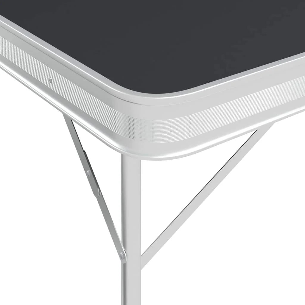 Folding Camping Table with 2 Benches Aluminium Grey.Item colourGrey and Silver