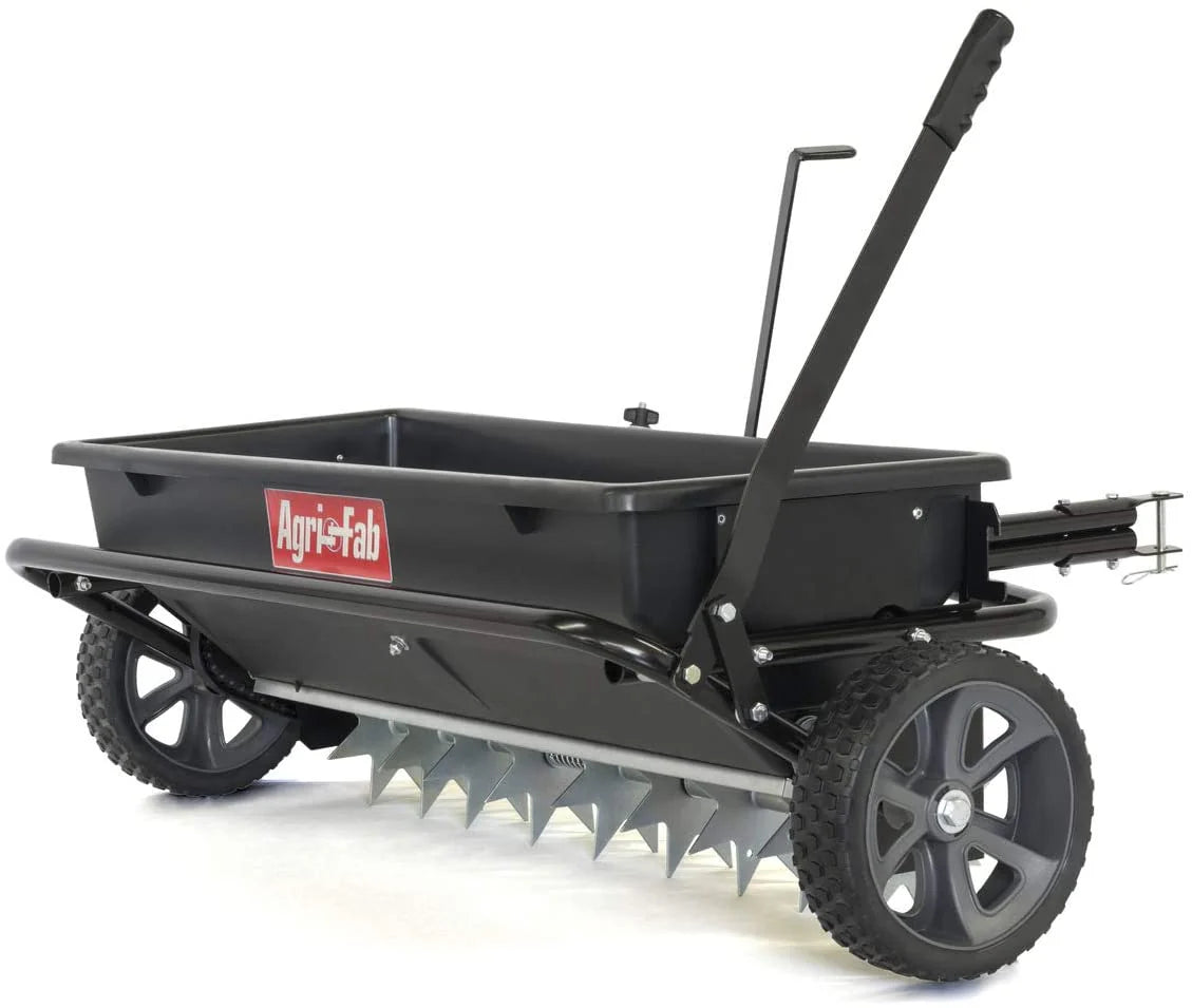 Tow-Behind Lawn & Garden Spiker/Seeder/Drop Spreader for Seed.Fertilizer. Salt. Ice Melt; Designed to Pull Behind Lawn & Garden Tractors