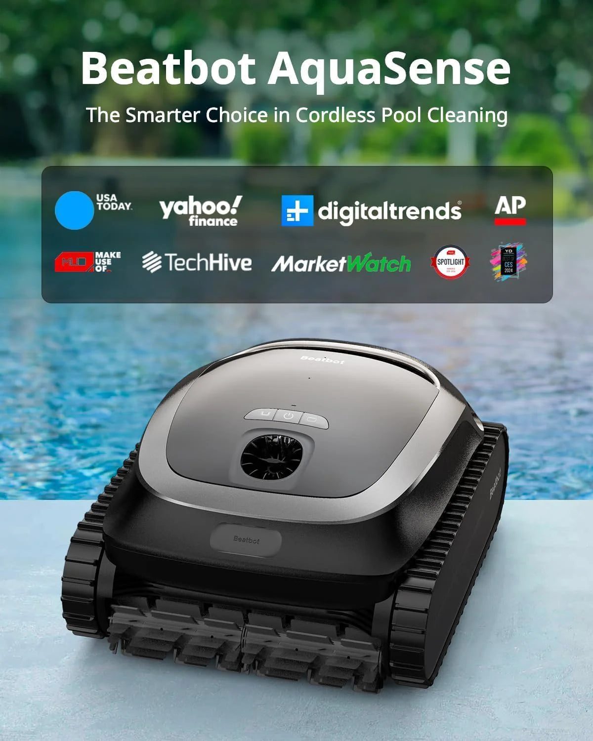 Cordless Robotic Pool Vacuum Cleaner - Intelligent Path Opimization. Cleans Floor. Walls. and Waterline - Suitable for Above & In-Ground Pools up to 2.260 sq.ft. Light Gray