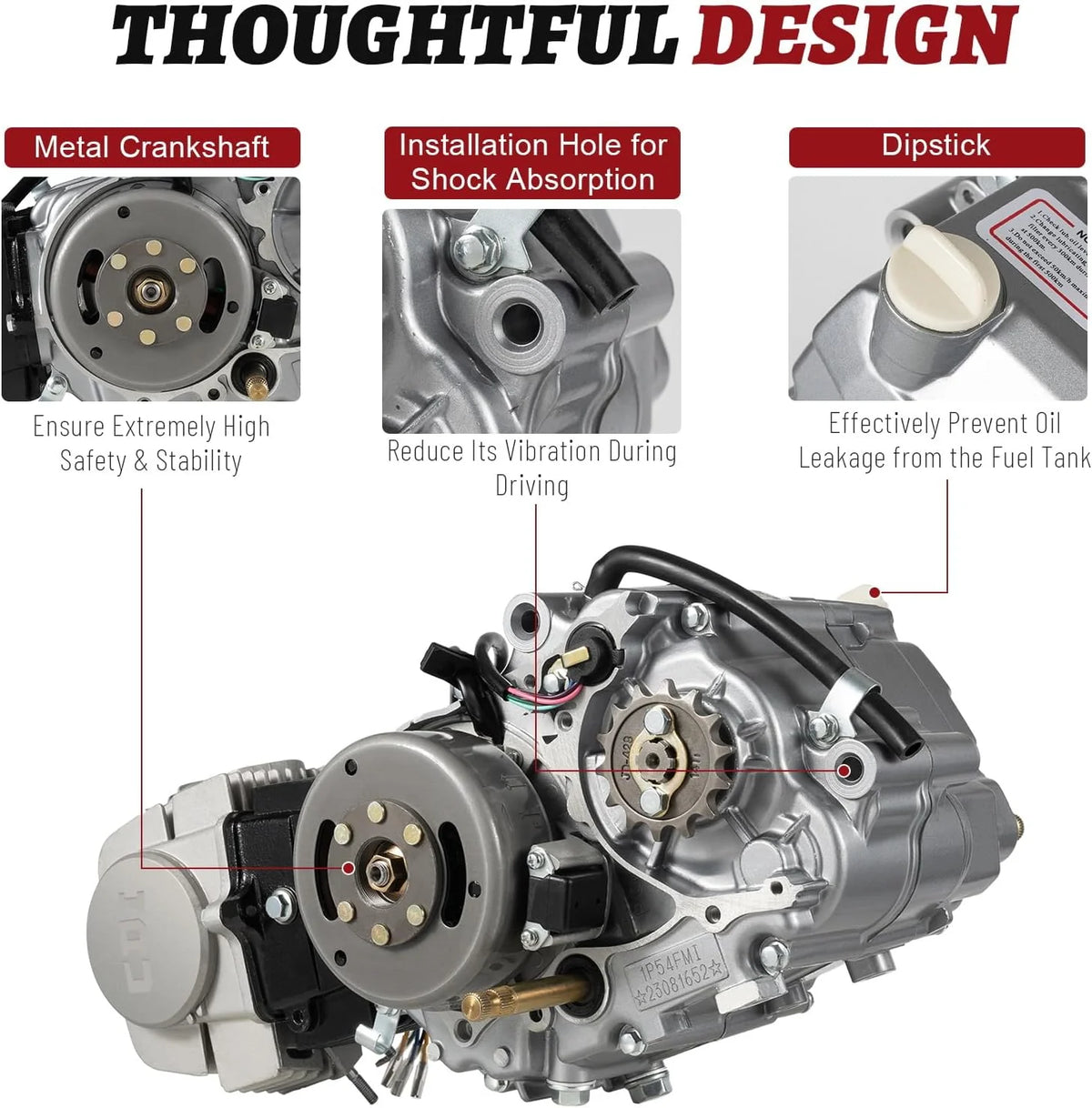 150CC 4 Stroke Engine Motor. Gy6 Single Cylinder Complete Engine Kit for 110cc-150cc Atvs and Go Karts and 11 Long Box Engine Size Scooters High-Flow Oil Pump CVT Carburetor Top Mount