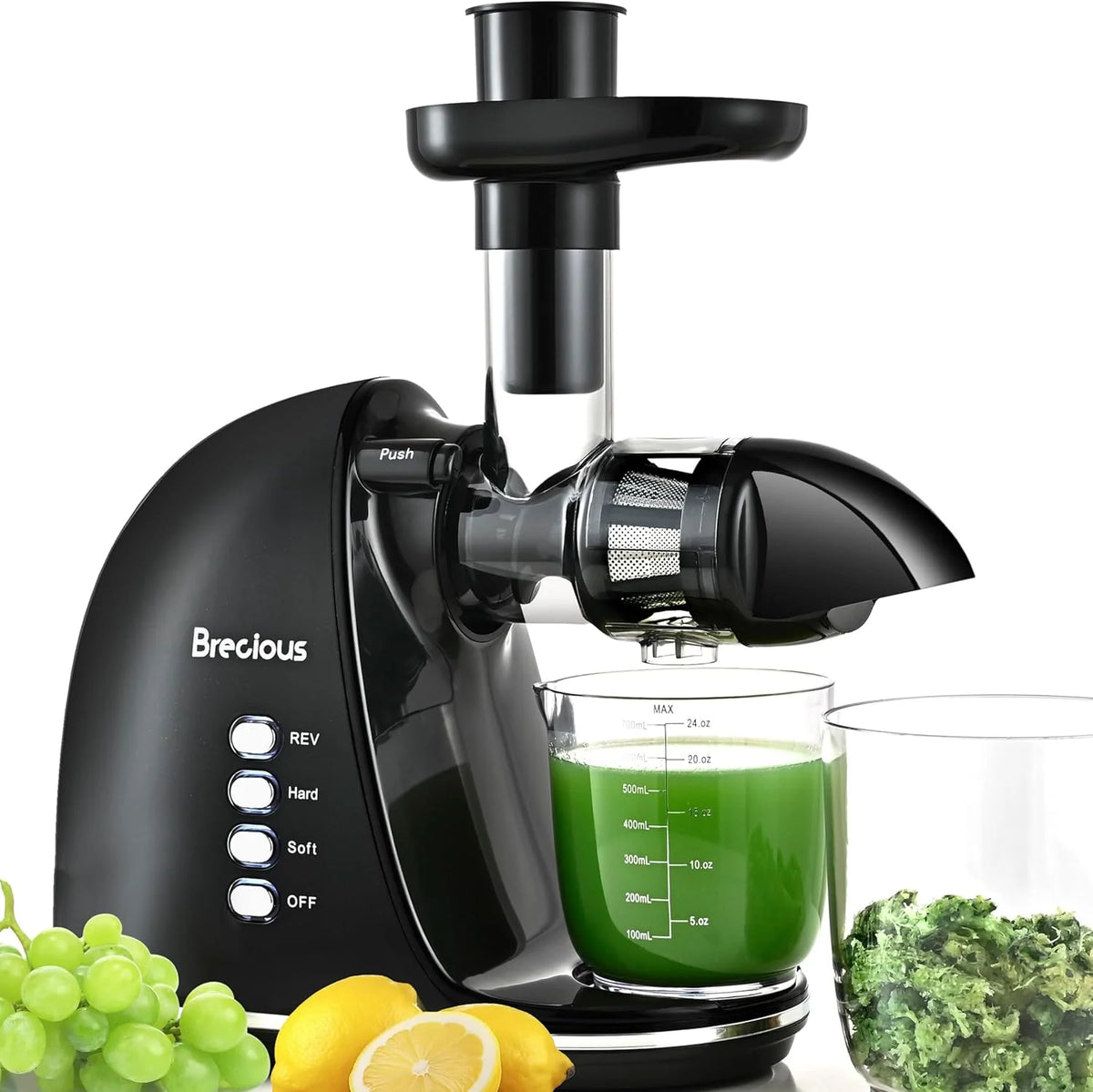 Slow Masticating Juicer.Brecious Cold Press Juicers with 2 Speed Modes & Quiet Motor.Juicers Machines Vegetable and Fruit with Reverse Function.Celery Juicer.BPA-Free.Easy to Clean (Black)