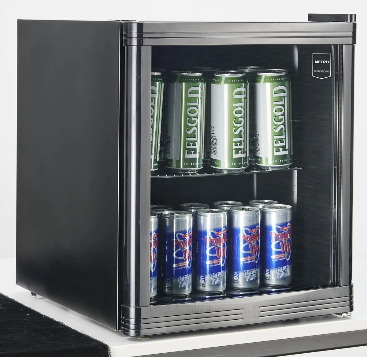METRO Professional Mini-Kühlschrank GPC1046. Edelstahl/Glas. 43 x 48 x 51.5 cm. 46 L. schwarz