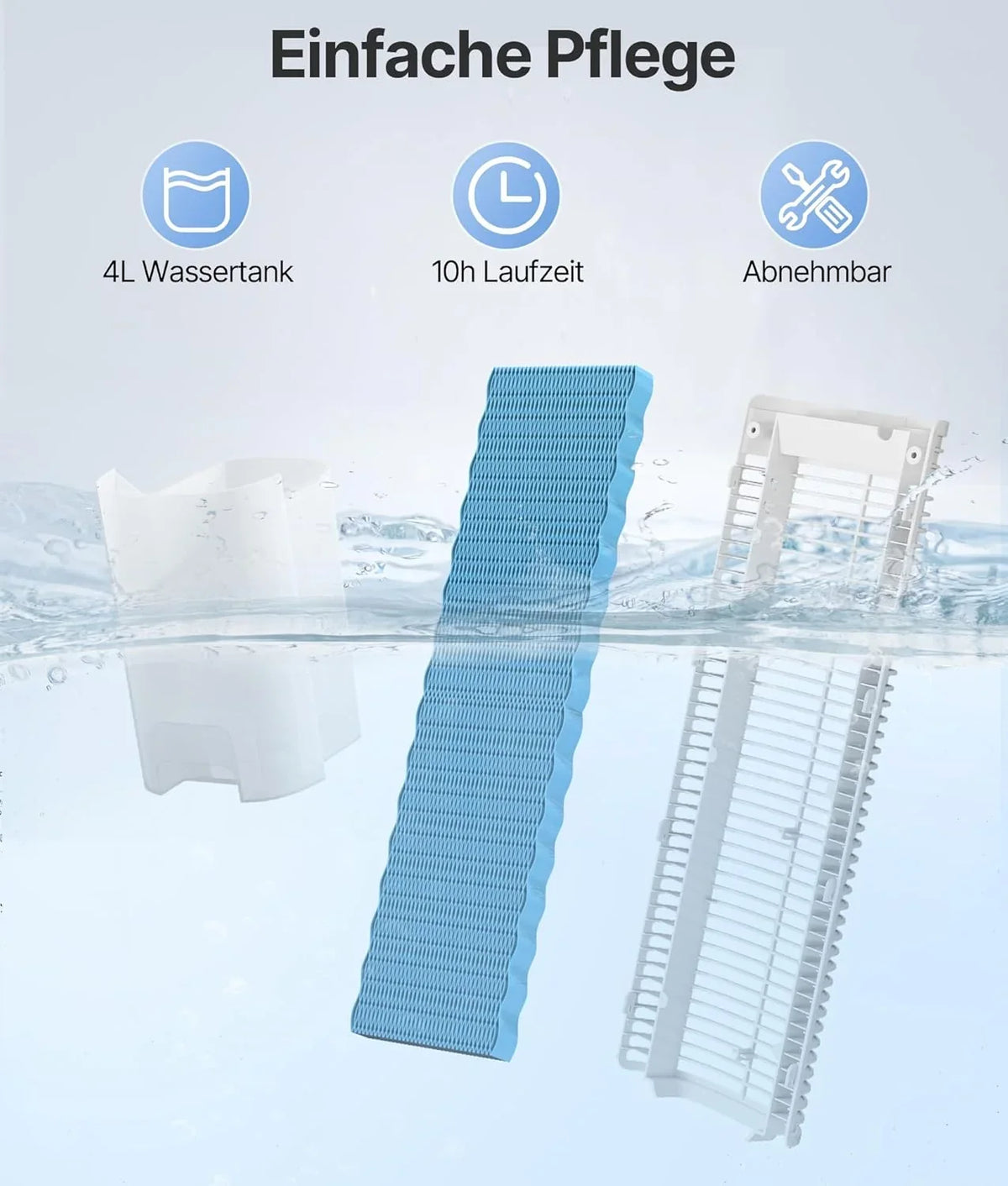 Turmventilator Luftkühler mit Wasserkühlung - Mobile Klimaanlage ohne Abluftschlauch. Ventilator mit Kühlung Leise. 3 Modi-12H Timer-Aroma-