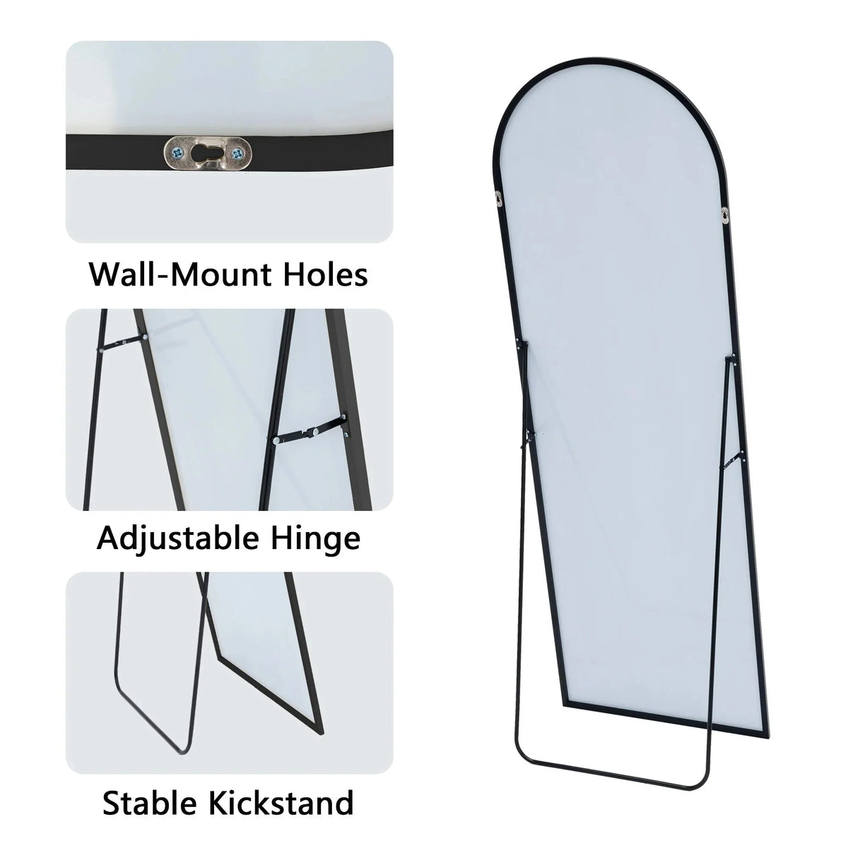 64x21 Full Length Floor Mirror. Large Full Body Aluminum Alloy Frame Standing Mirror with Stand and Wall Mount Option