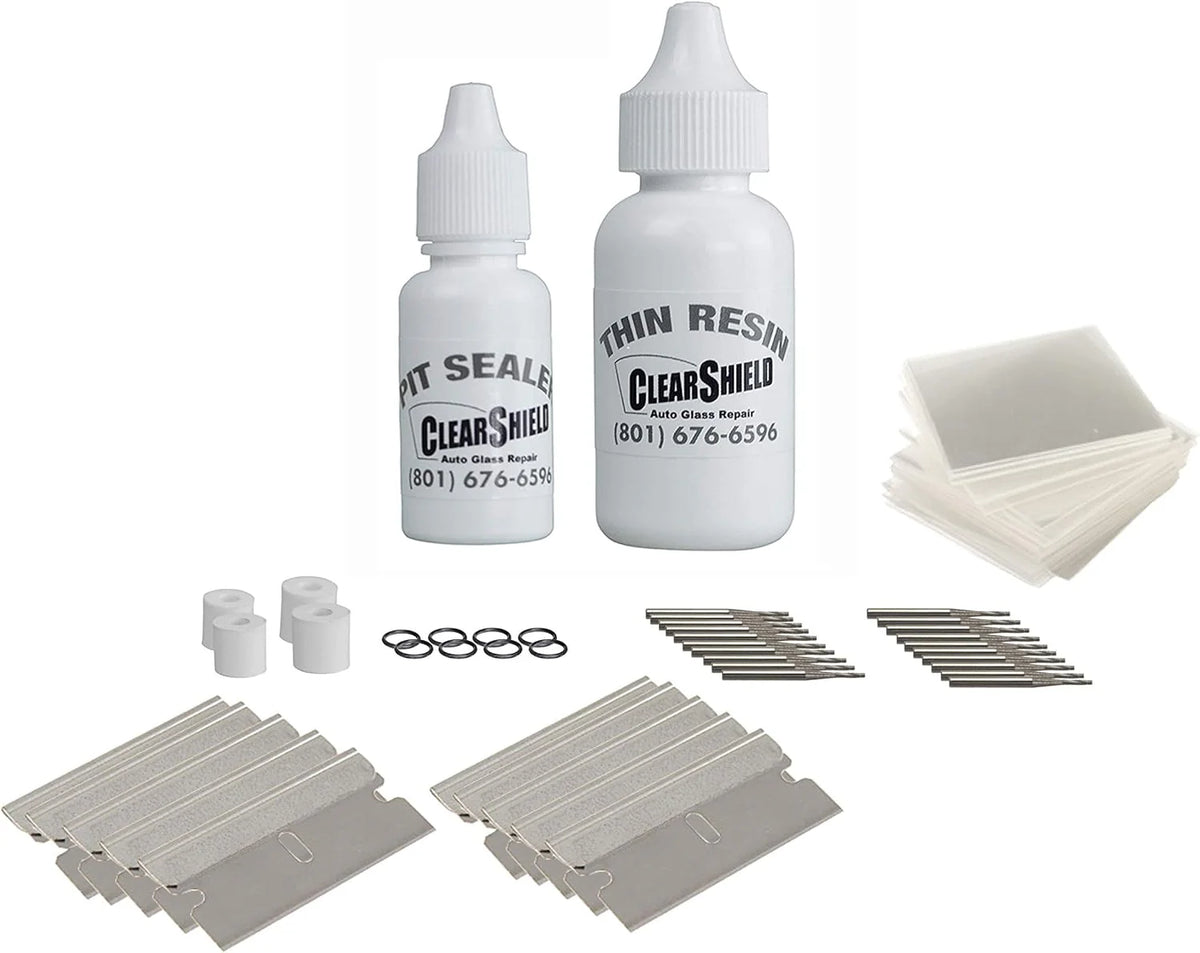 Clearshield Windshield Repair Kit Professional Auto Glass Repair Kit for Rock Chip or Cracks - Restores to a Fine Smooth Finish (1.000+ Repairs)