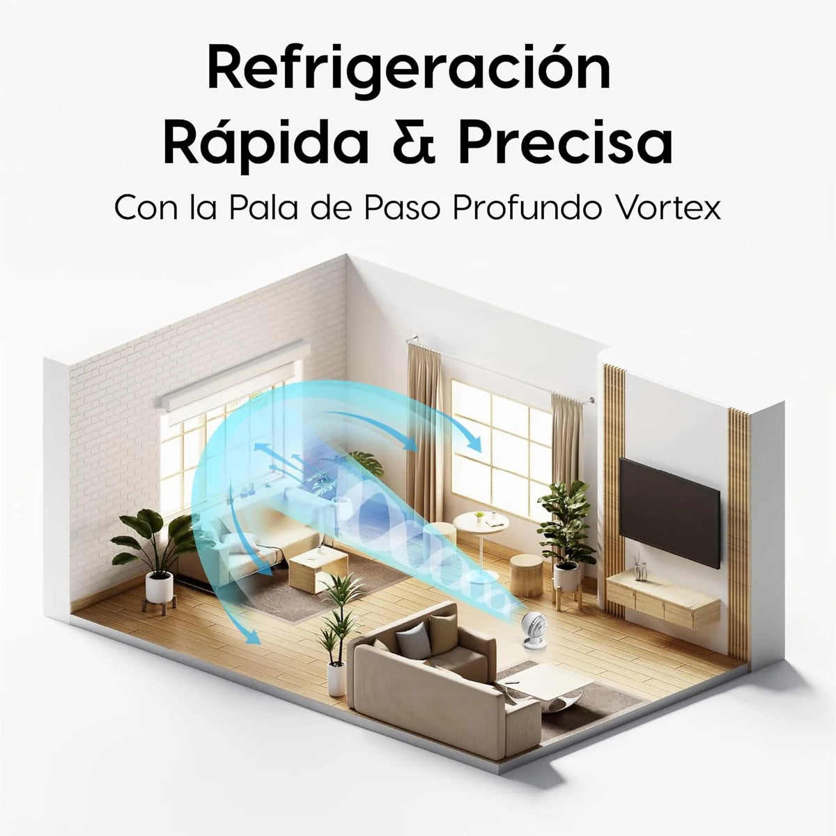 Iris Ohyama Woozoo. 30m². Ventilador de mesa. Blanco. 5 velocidades. Mando a distancia. Oscilación multidireccional. Silencioso. Potente. Escritorio.