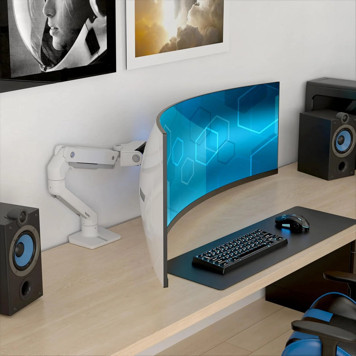 High-quality heavy-duty gaming monitor stand. single monitor desktop fixer - suitable for 1000R curved ultra-wide monitors (maximum size up to 49 inches). weighing 28 to 42 pounds. VESA 75x75 mm or 100x100 mm specification - high-definition rotating