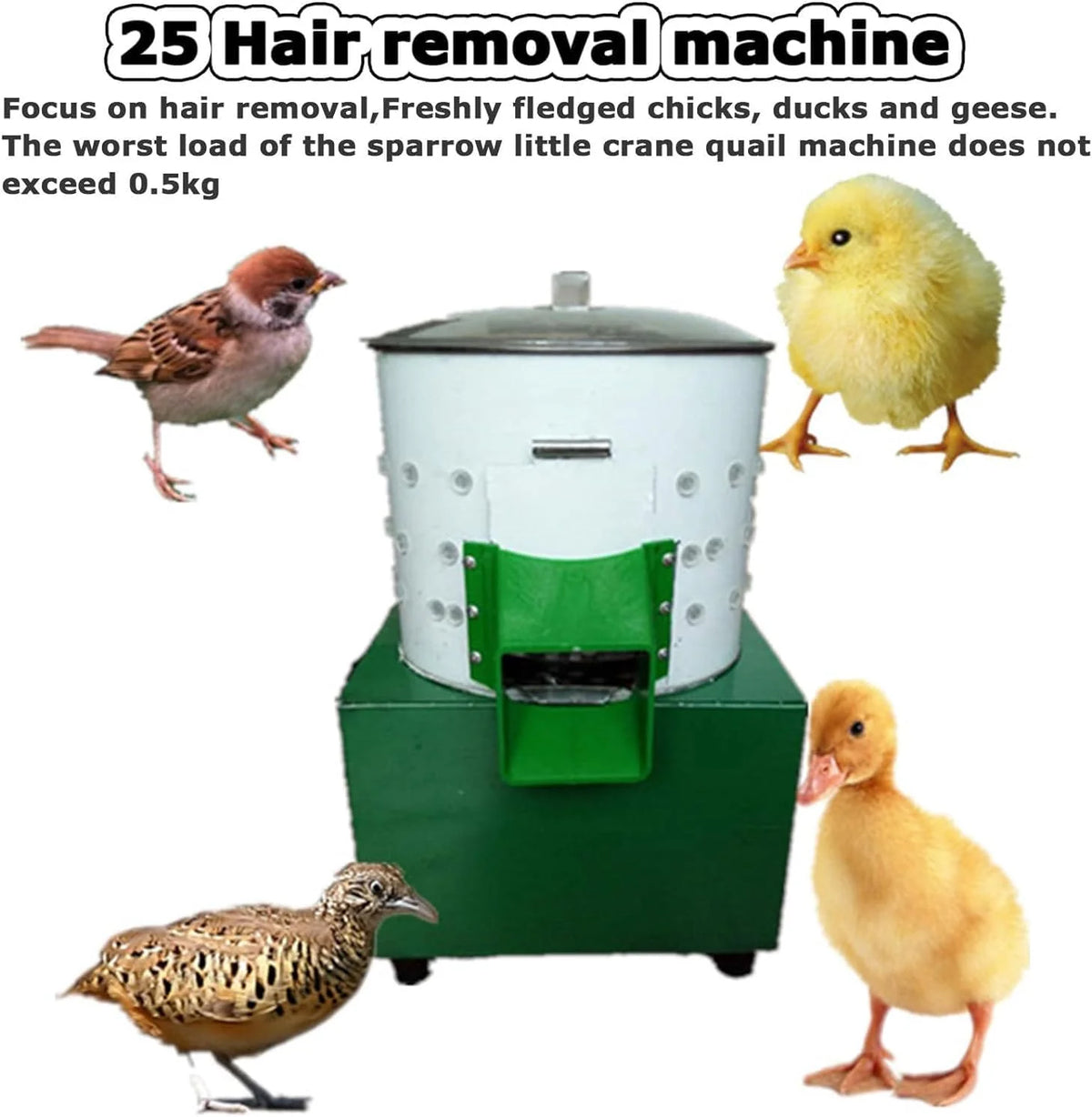 Chicken Plucker. Poultry De-featherer with 110 Rubber Fingers. 60W High-Efficiency Hair Plucking. Stainless Steel. for Duck Goosey Farm