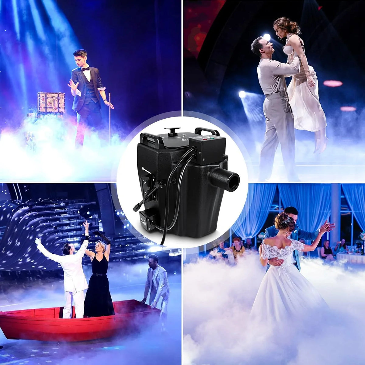 Dry Ice Fog Machine. 3500W Low Lying Fog Machine. Dry Ice Machine with Tube Nozzle High Density Fog Smoke for Wedding Party Events Stage Concert Club Performance DJ (Black)