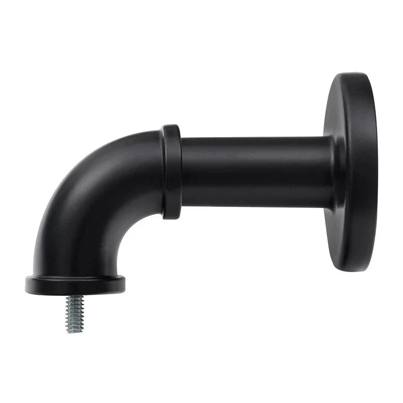 1 Inch Industrial Curtain Rods for Windows. Blackout Wrap-Around Rods. Rustic Matte Black