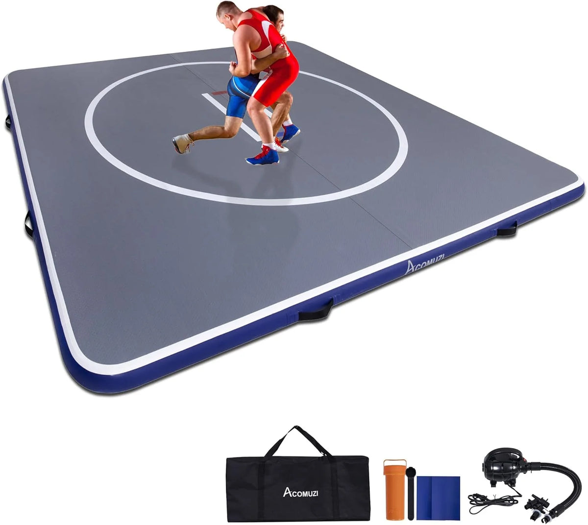 Inflatable Wrestling Mat 10FT/5FT. Portable Jiu Jitsu Mats Wrestling Mat for Home. Outdoor or Indoor Training Mat for Water Yoga. Gymnastics. Gray