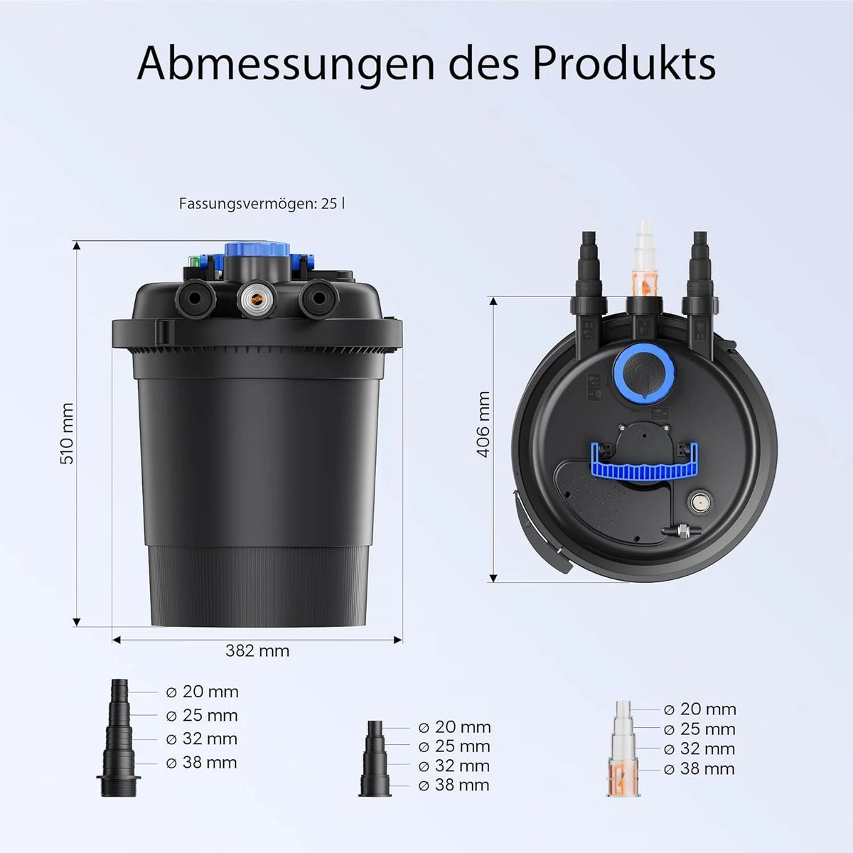 Wiltec CPF-250 Druckteichfilter 10.000 l/h / 11 W UVC Einheit. Teichdruckfilter für Teiche bis 10.000 Liter. Teichklärer. Filteranlage